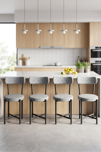 Sandalye 4 Adet Keten Kumaş Metal Ayak Modern Mutfak Sandalyesi Cafe Balkon Ofis Teddy