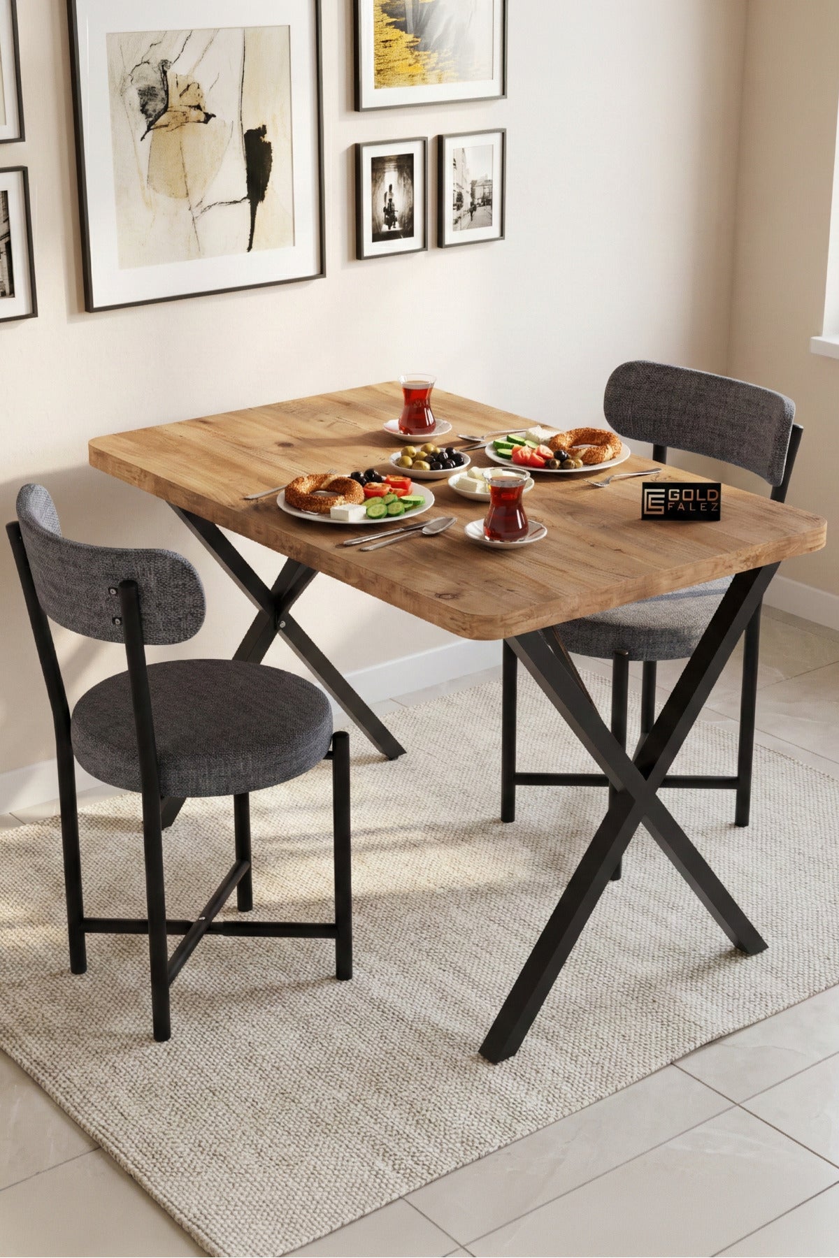 Sandalye 4 Adet Keten Kumaş Metal Ayak Modern Mutfak Sandalyesi Cafe Balkon Ofis Teddy