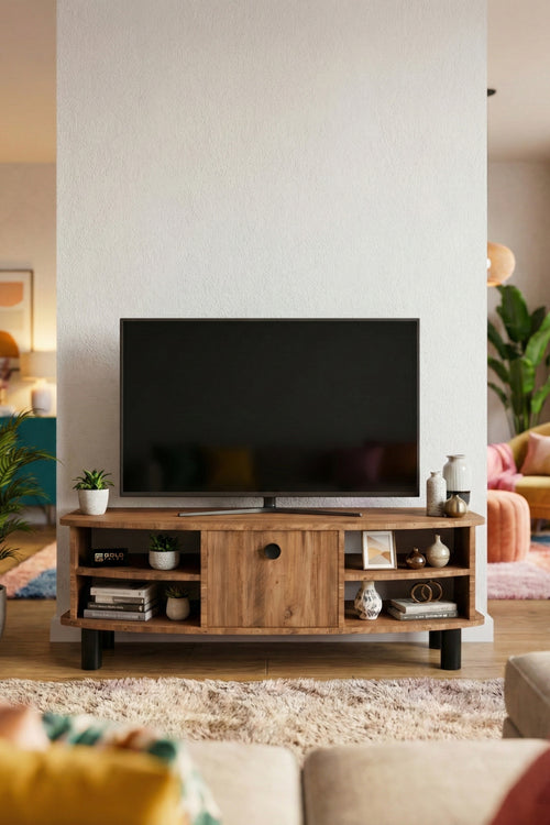 TV Sehpası 136 cm Kapaklı Raflı Çok Amaçlı Televizyon Ünitesi Salon Oturma Odası Vienna