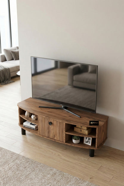 TV Sehpası 136 cm Kapaklı Raflı Çok Amaçlı Televizyon Ünitesi Salon Oturma Odası Vienna