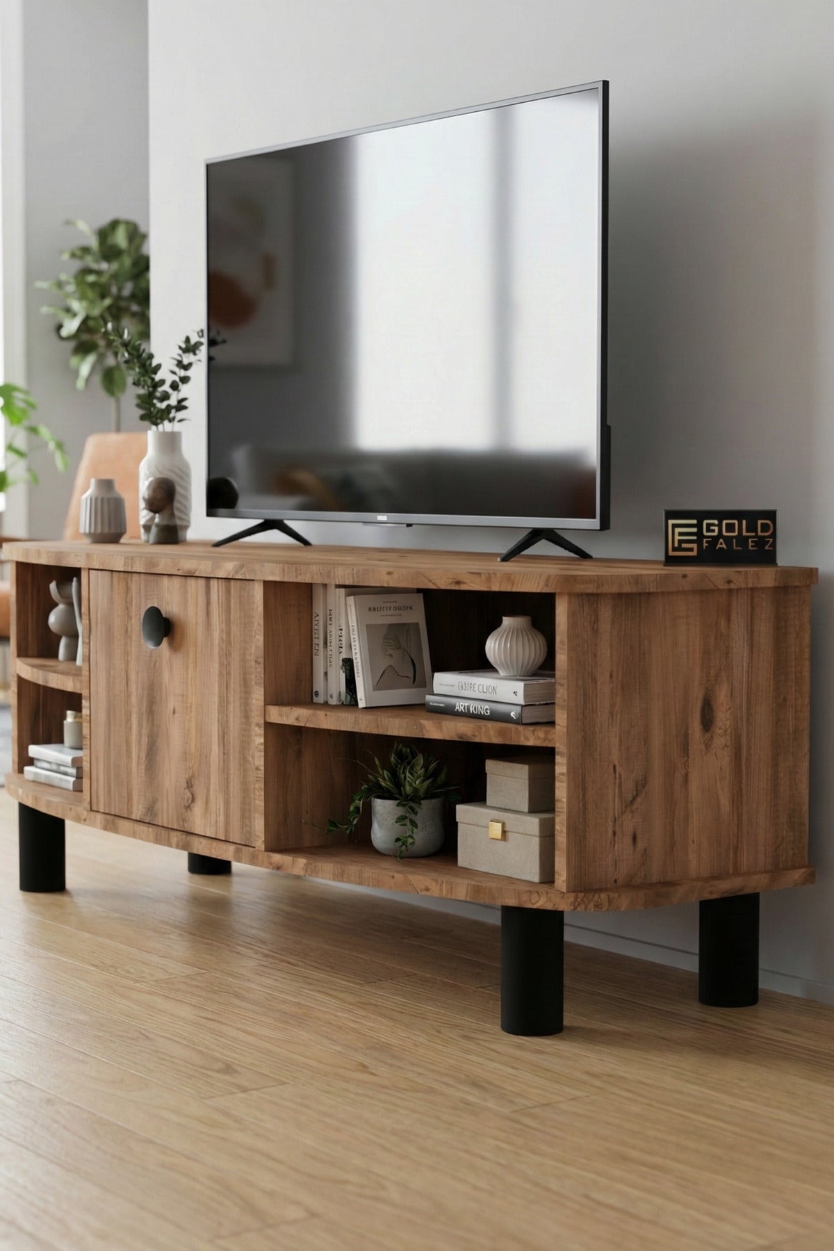 TV Sehpası 136 cm Kapaklı Raflı Çok Amaçlı Televizyon Ünitesi Salon Oturma Odası Vienna