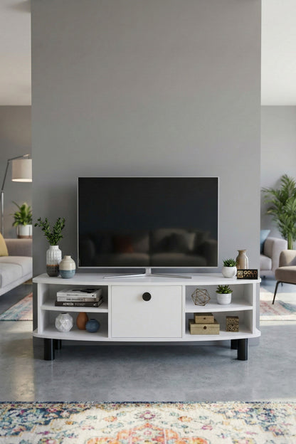 TV Sehpası 136 cm Kapaklı Raflı Çok Amaçlı Televizyon Ünitesi Salon Oturma Odası Vienna