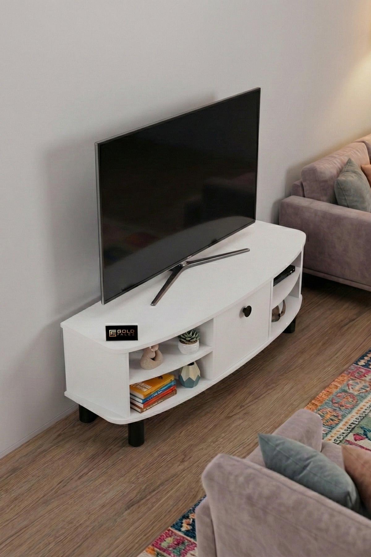 TV Sehpası 136 cm Kapaklı Raflı Çok Amaçlı Televizyon Ünitesi Salon Oturma Odası Vienna
