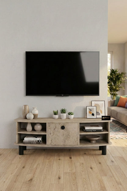 TV Sehpası 136 cm Kapaklı Raflı Çok Amaçlı Televizyon Ünitesi Salon Oturma Odası Vienna