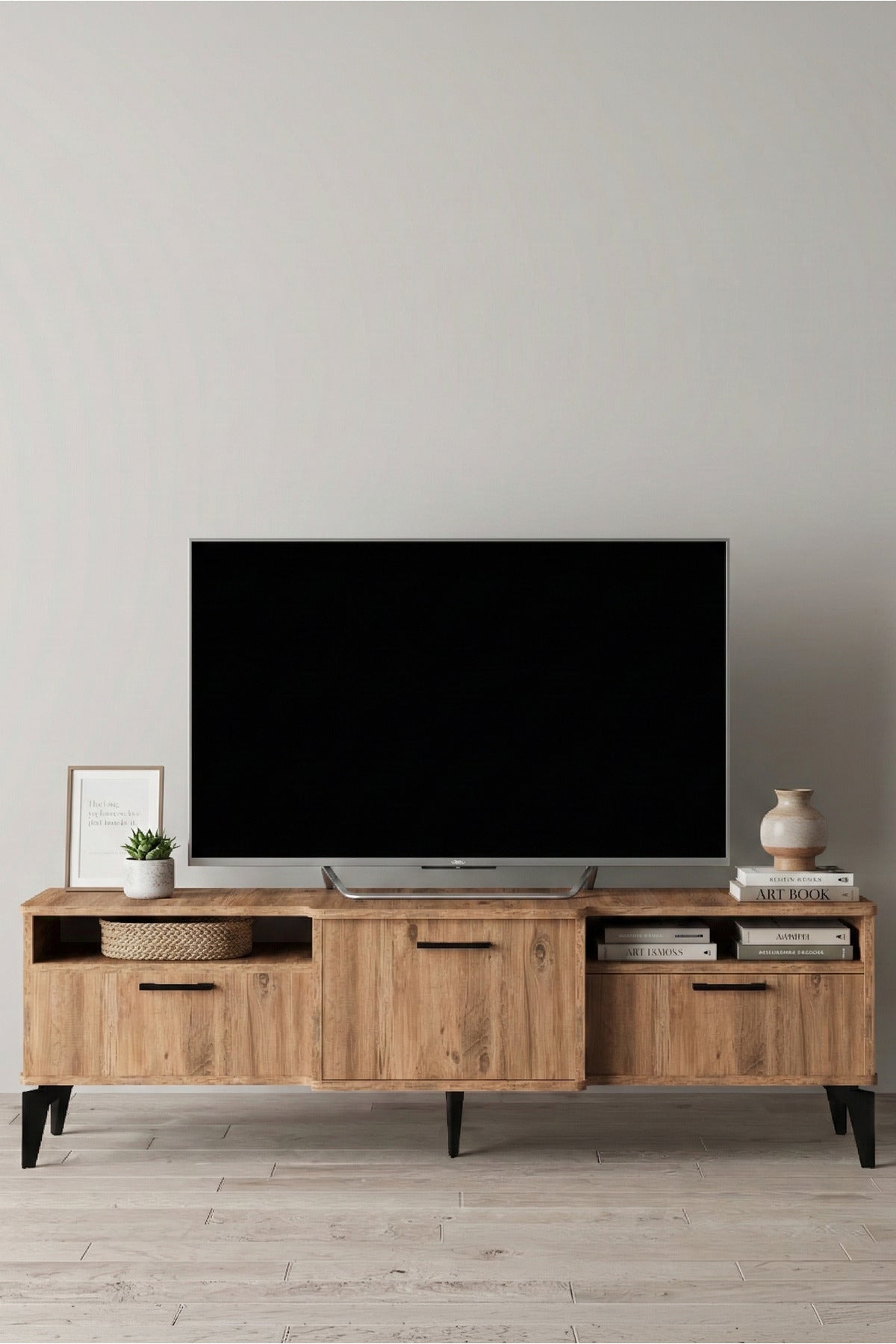TV Sehpası 160 cm Kapaklı Raflı Televizyon Ünitesi Salon Oturma Odası TV Sehpa Mistral