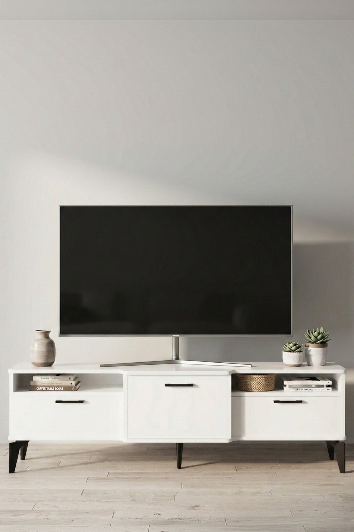 TV Sehpası 160 cm Kapaklı Raflı Televizyon Ünitesi Salon Oturma Odası TV Sehpa Mistral