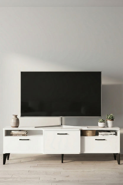 TV Sehpası 160 cm Kapaklı Raflı Televizyon Ünitesi Salon Oturma Odası TV Sehpa Mistral