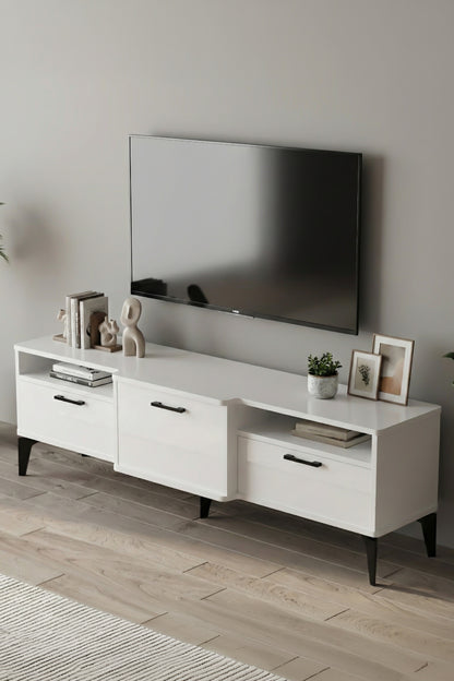 TV Sehpası 160 cm Kapaklı Raflı Televizyon Ünitesi Salon Oturma Odası TV Sehpa Mistral