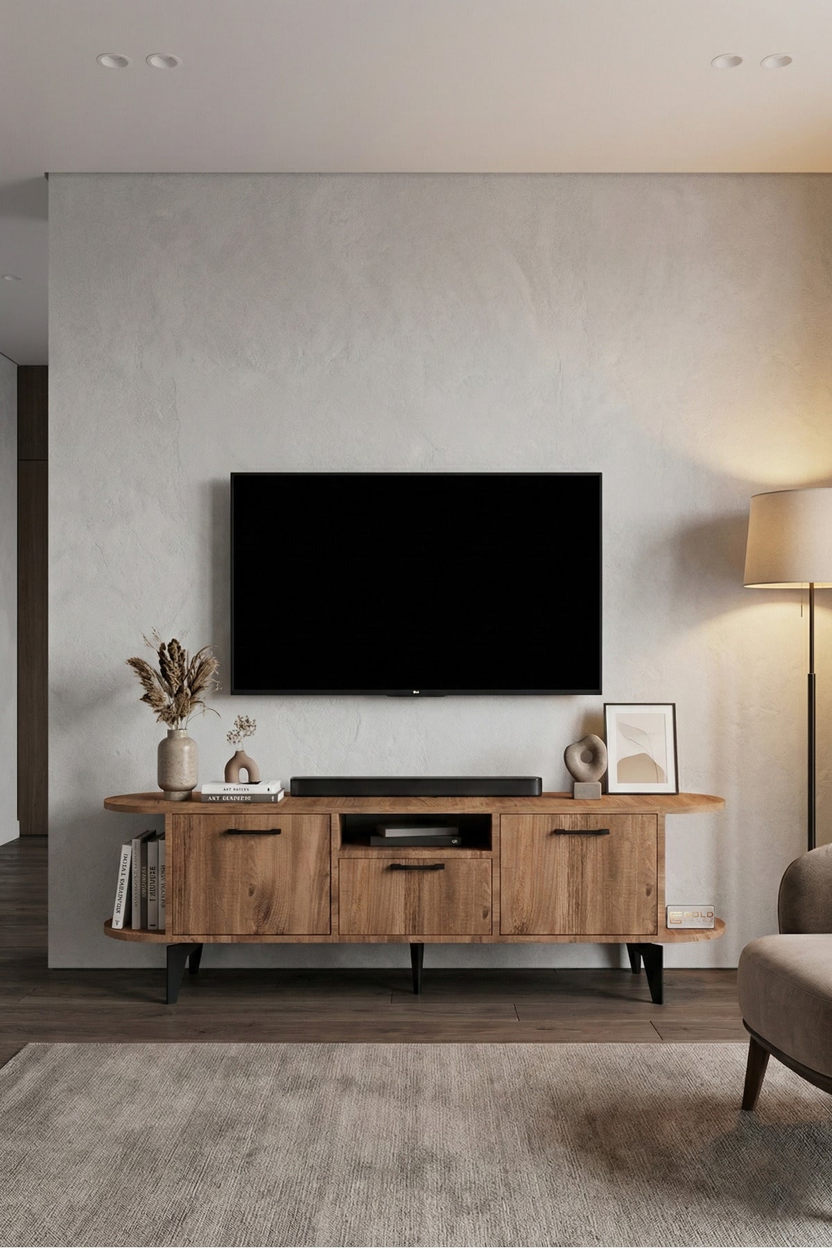 TV Sehpası 160 cm Modern 3 Kapaklı Tv Sehpa Çok Amaçlı Konsol Ünitesi Mira