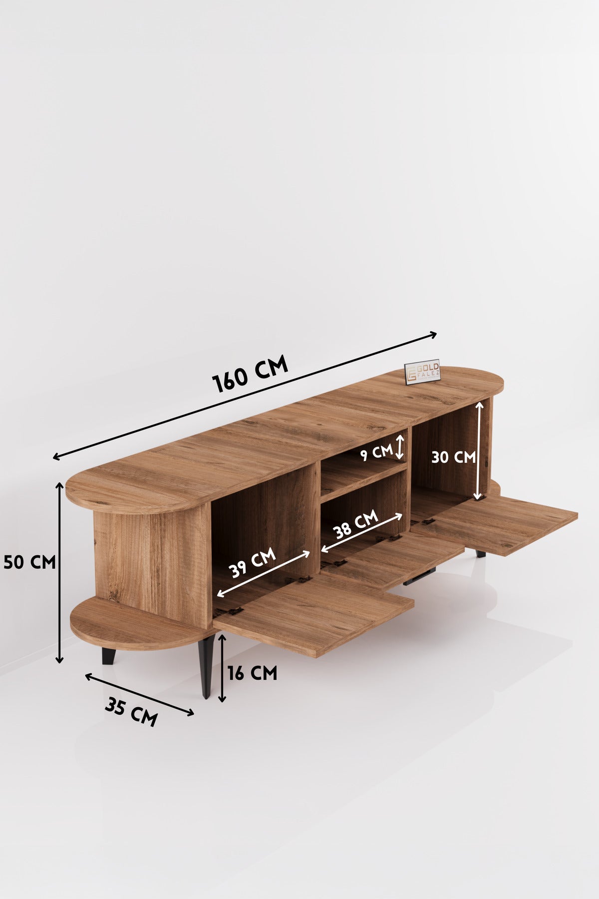 TV Sehpası 160 cm Modern 3 Kapaklı Tv Sehpa Çok Amaçlı Konsol Ünitesi Mira