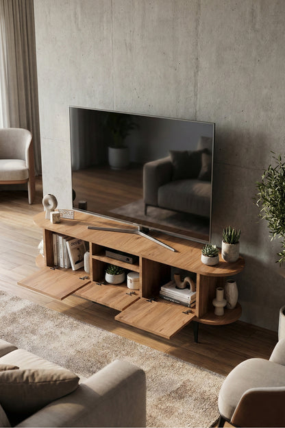 TV Sehpası 160 cm Modern 3 Kapaklı Tv Sehpa Çok Amaçlı Konsol Ünitesi Mira