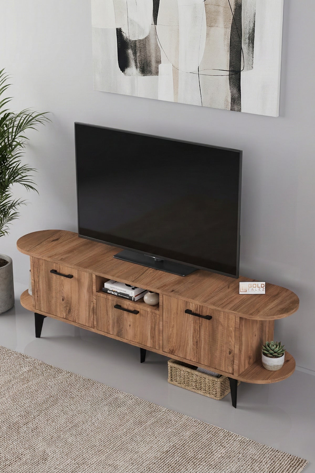 TV Sehpası 160 cm Modern 3 Kapaklı Tv Sehpa Çok Amaçlı Konsol Ünitesi Mira