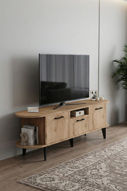 TV Sehpası 160 cm Modern 3 Kapaklı Tv Sehpa Çok Amaçlı Konsol Ünitesi Mira