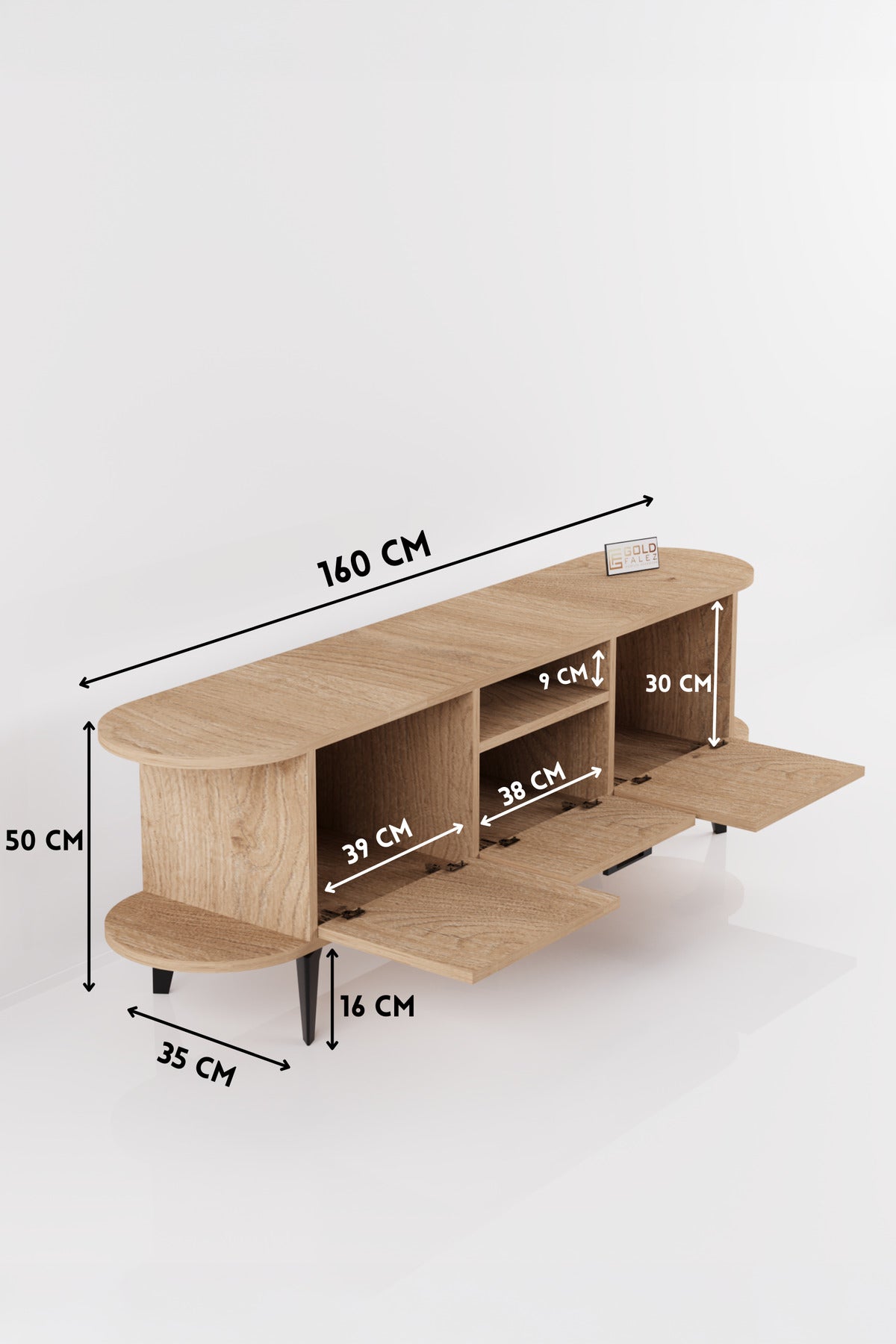TV Sehpası 160 cm Modern 3 Kapaklı Tv Sehpa Çok Amaçlı Konsol Ünitesi Mira