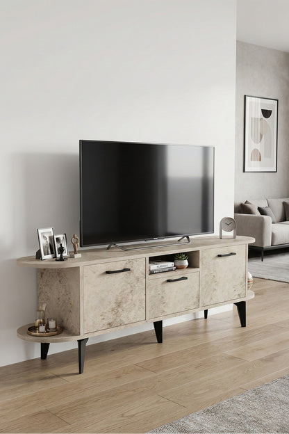 TV Sehpası 160 cm Modern 3 Kapaklı Tv Sehpa Çok Amaçlı Konsol Ünitesi Mira