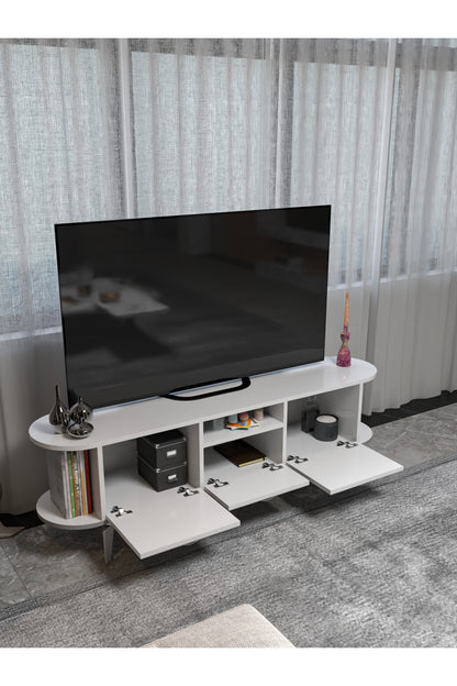 TV Sehpası 160 cm Modern 3 Kapaklı Tv Sehpa Çok Amaçlı Konsol Ünitesi Mira