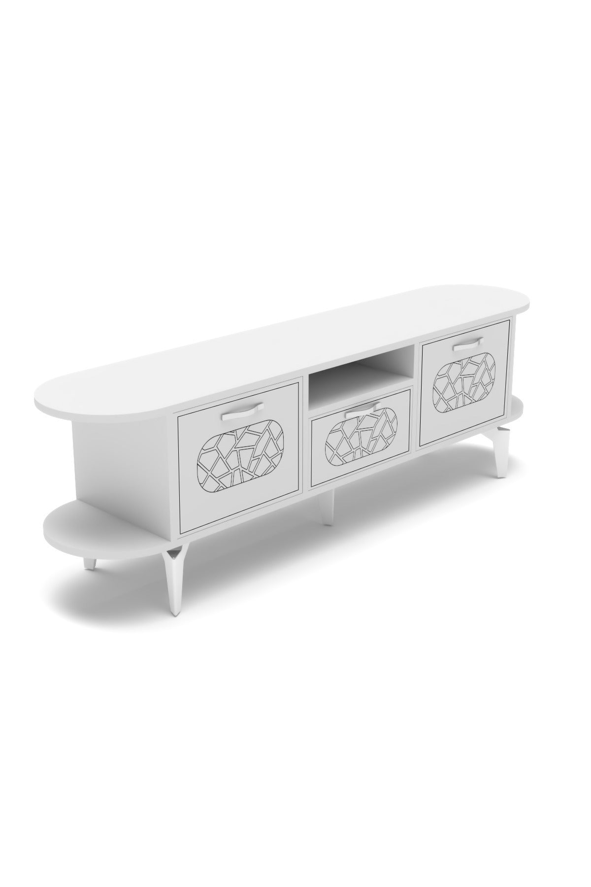 TV Sehpası 160 cm Modern 3 Kapaklı Tv Sehpa Çok Amaçlı Konsol Ünitesi Mira