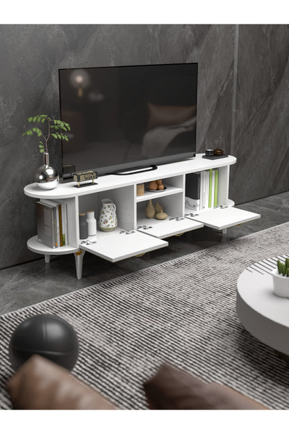 TV Sehpası 160 cm Modern 3 Kapaklı Tv Sehpa Çok Amaçlı Konsol Ünitesi Mira
