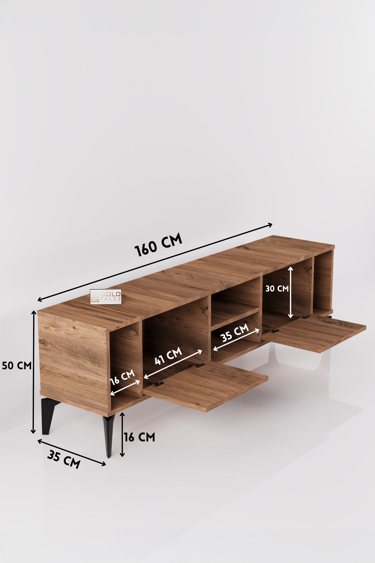 TV Sehpası 160 cm Modern Çok Amaçlı Dolaplı Raflı Televizyon Ünitesi Linya