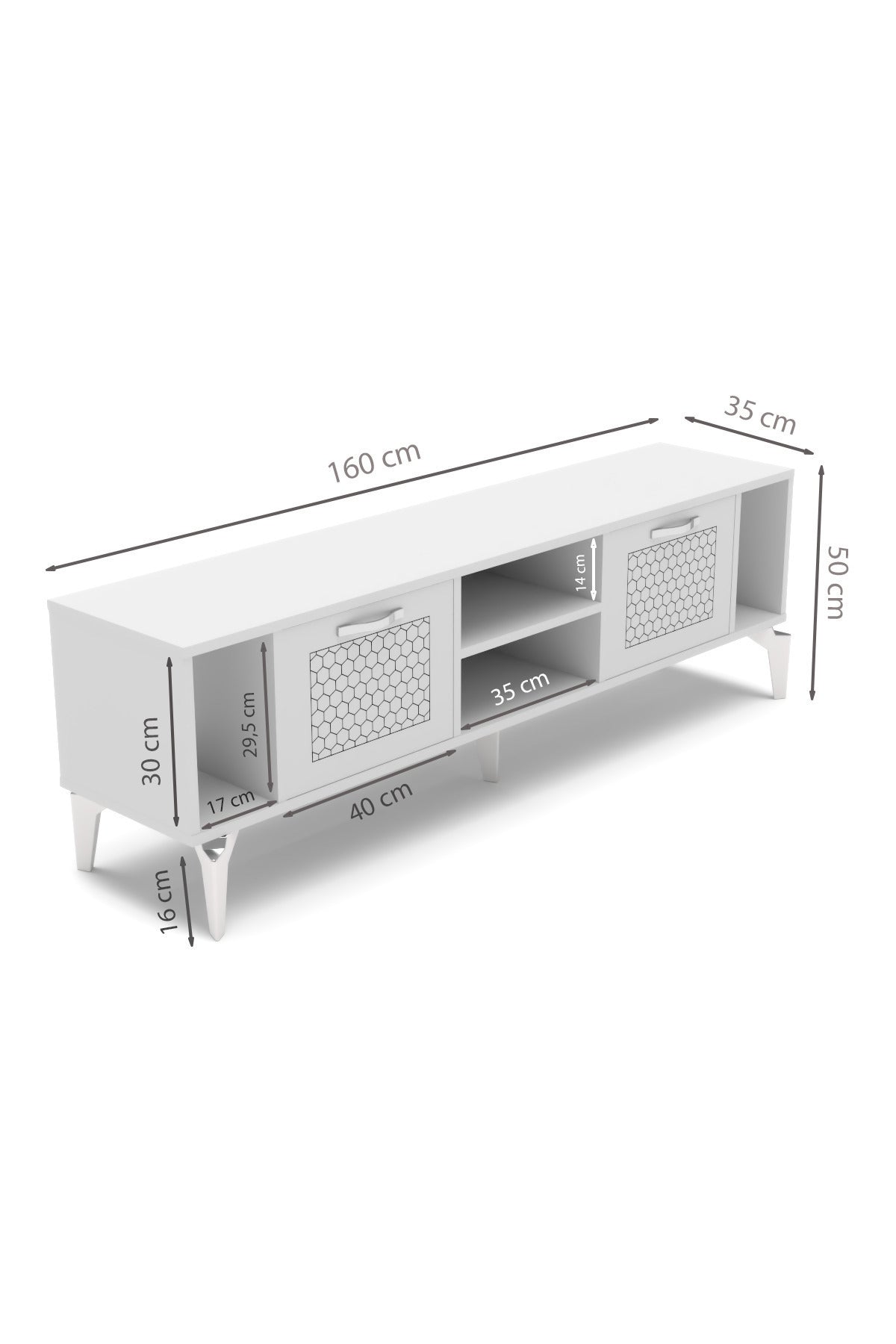 TV Sehpası 160 cm Modern Çok Amaçlı Dolaplı Raflı Televizyon Ünitesi Linya