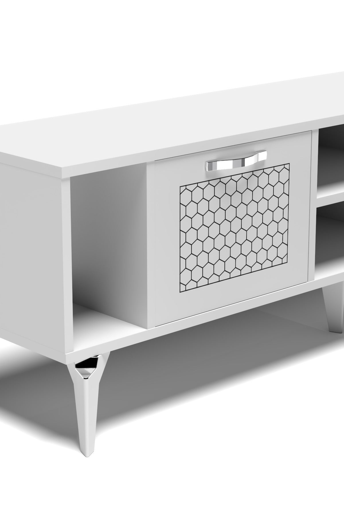 TV Sehpası 160 cm Modern Çok Amaçlı Dolaplı Raflı Televizyon Ünitesi Linya