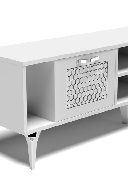 TV Sehpası 160 cm Modern Çok Amaçlı Dolaplı Raflı Televizyon Ünitesi Linya