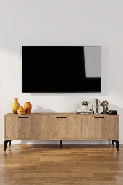 TV Sehpası 160 cm TV Ünitesi Kapaklı Modern Şık Minimal Salon Konsolu Royal