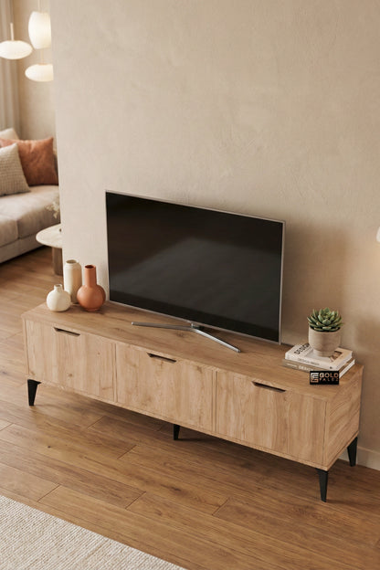 TV Sehpası 160 cm TV Ünitesi Kapaklı Modern Şık Minimal Salon Konsolu Royal