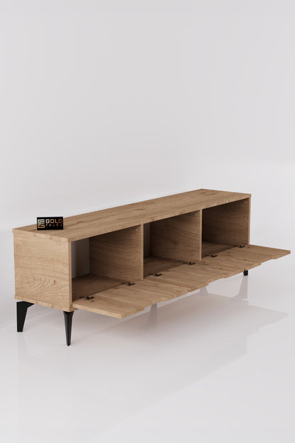 TV Sehpası 160 cm TV Ünitesi Kapaklı Modern Şık Minimal Salon Konsolu Royal