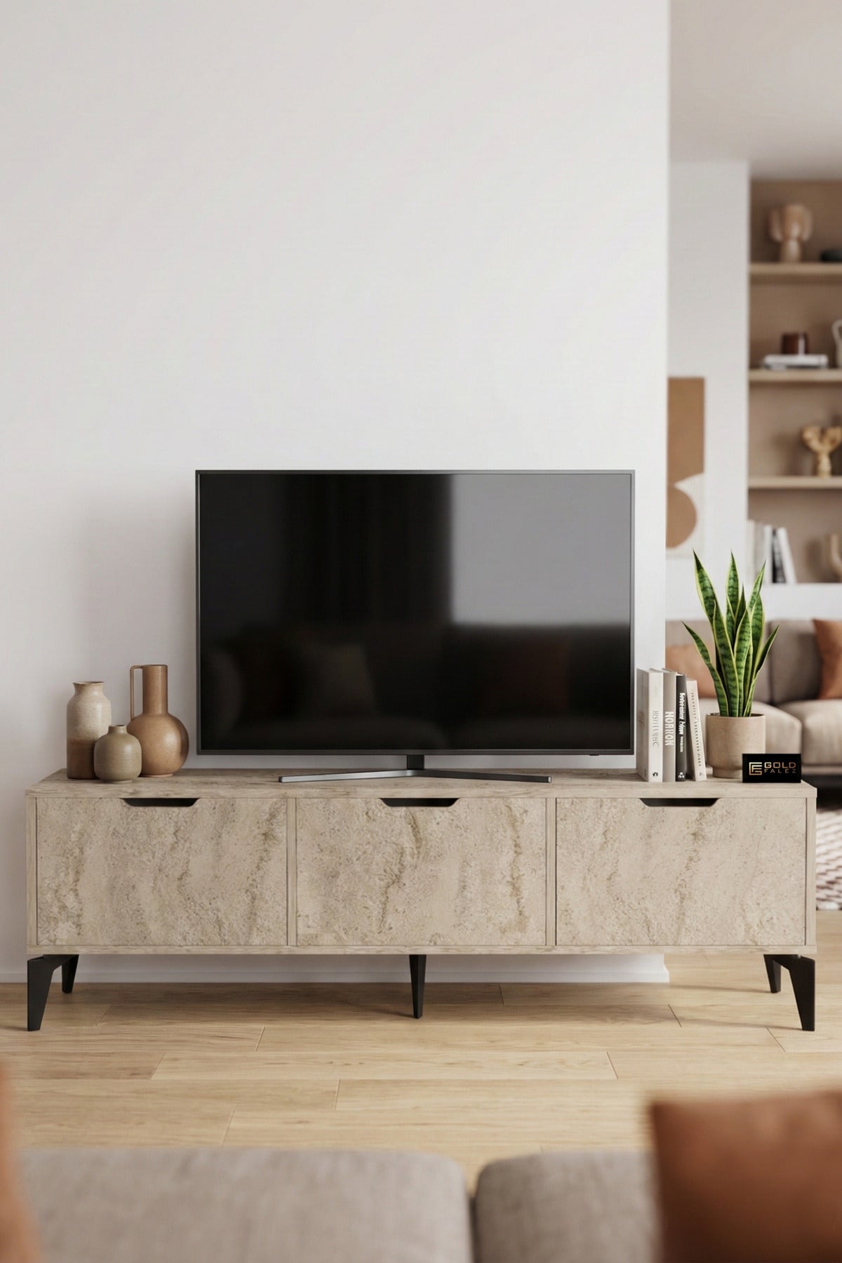 TV Sehpası 160 cm TV Ünitesi Kapaklı Modern Şık Minimal Salon Konsolu Royal