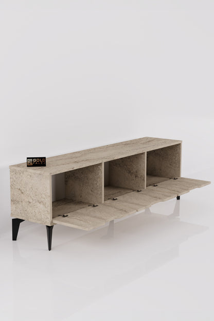 TV Sehpası 160 cm TV Ünitesi Kapaklı Modern Şık Minimal Salon Konsolu Royal