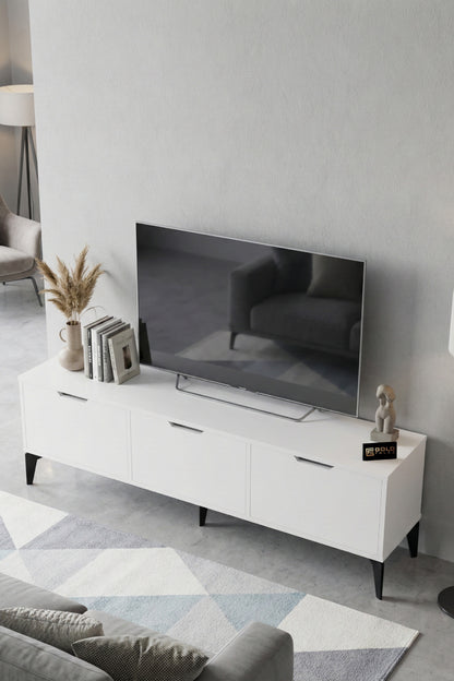 TV Sehpası 160 cm TV Ünitesi Kapaklı Modern Şık Minimal Salon Konsolu Royal