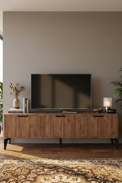 TV Sehpası 160 cm TV Ünitesi Kapaklı Modern Şık Minimal Salon Konsolu Royal