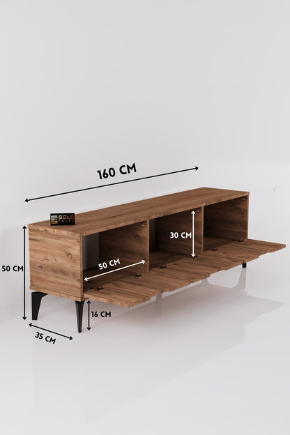 TV Sehpası 160 cm TV Ünitesi Kapaklı Modern Şık Minimal Salon Konsolu Royal