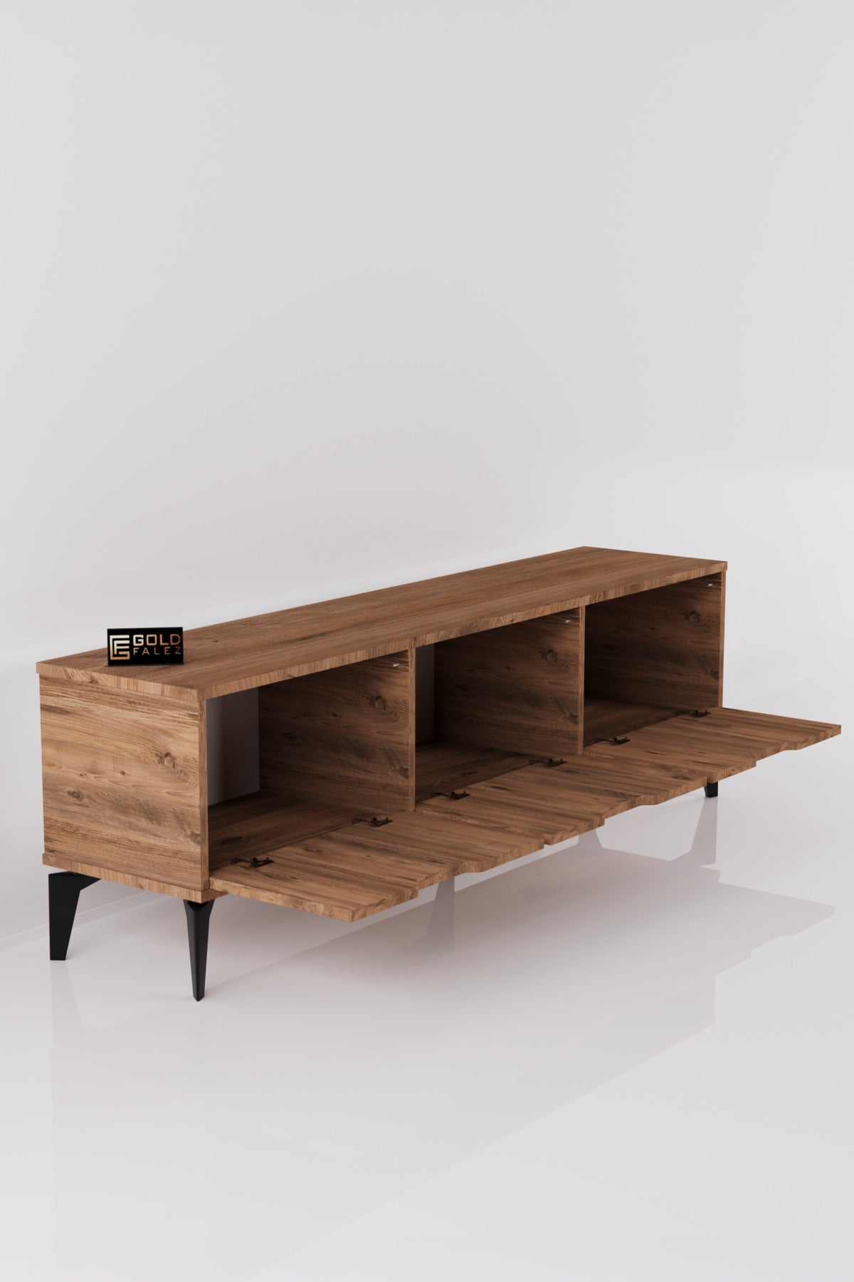 TV Sehpası 160 cm TV Ünitesi Kapaklı Modern Şık Minimal Salon Konsolu Royal