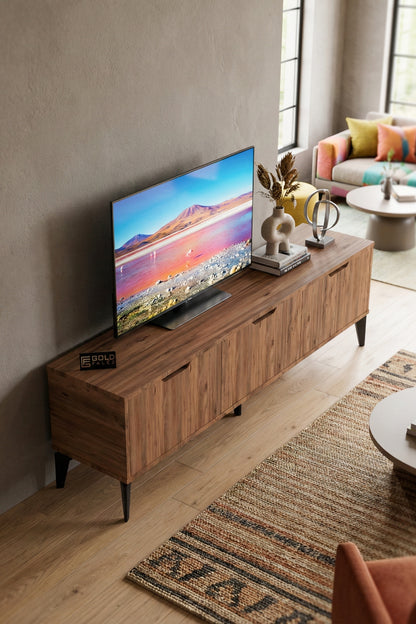 TV Sehpası 160 cm TV Ünitesi Kapaklı Modern Şık Minimal Salon Konsolu Royal