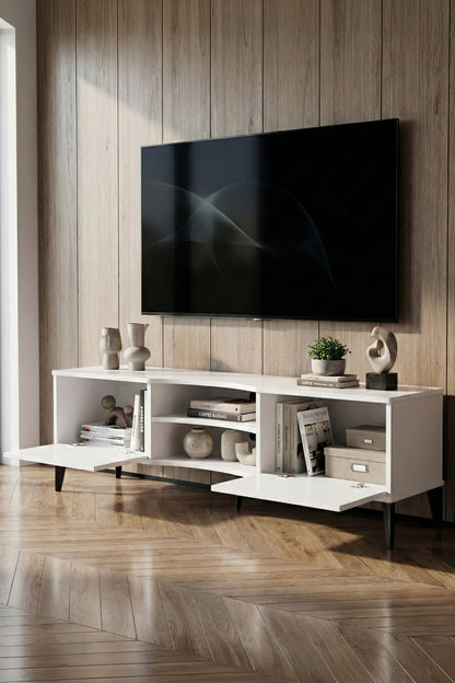 TV Sehpası Tasarım Çok Amaçlı Televizyon Ünitesi Raflı Dolaplı Salon Oturma Odası Vera