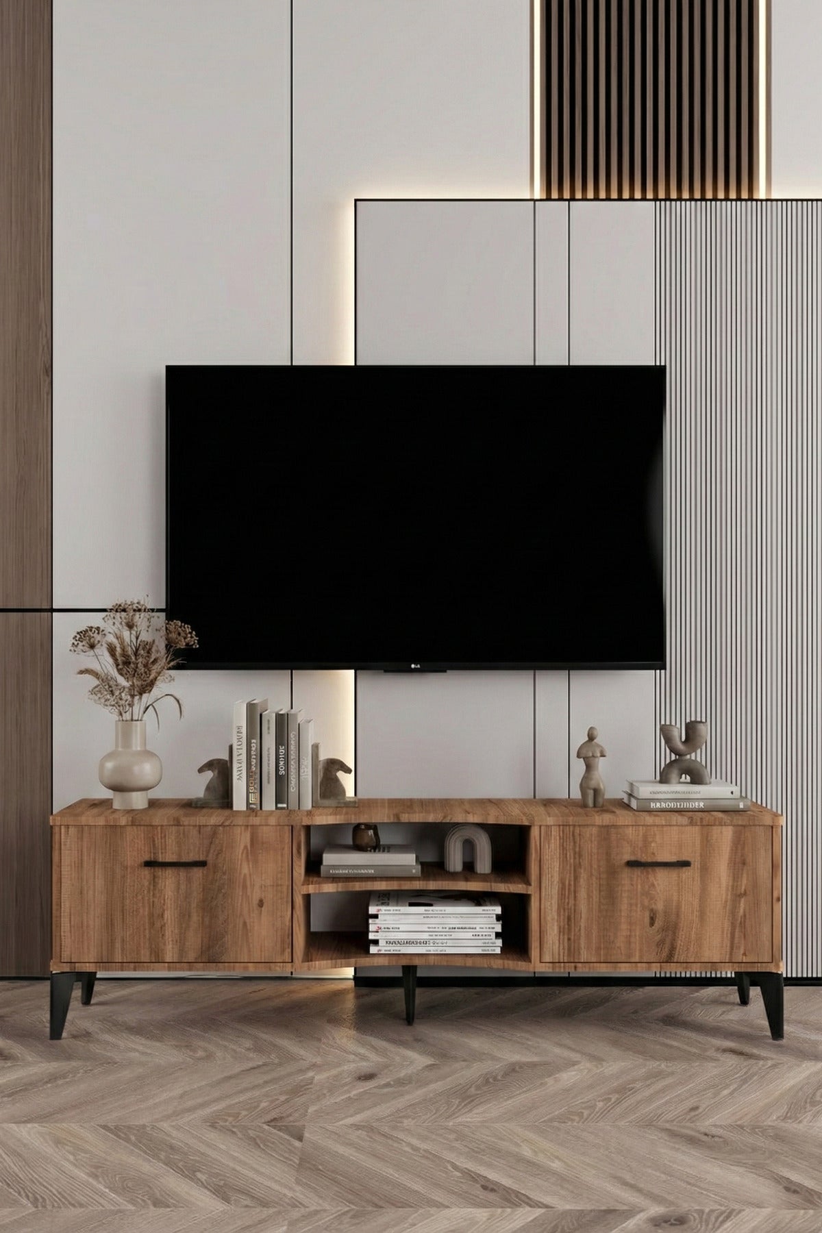 TV Sehpası Tasarım Çok Amaçlı Televizyon Ünitesi Raflı Dolaplı Salon Oturma Odası Vera