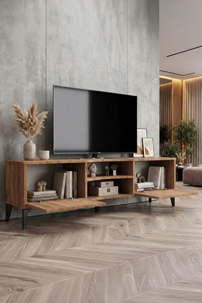 TV Sehpası Tasarım Çok Amaçlı Televizyon Ünitesi Raflı Dolaplı Salon Oturma Odası Vera