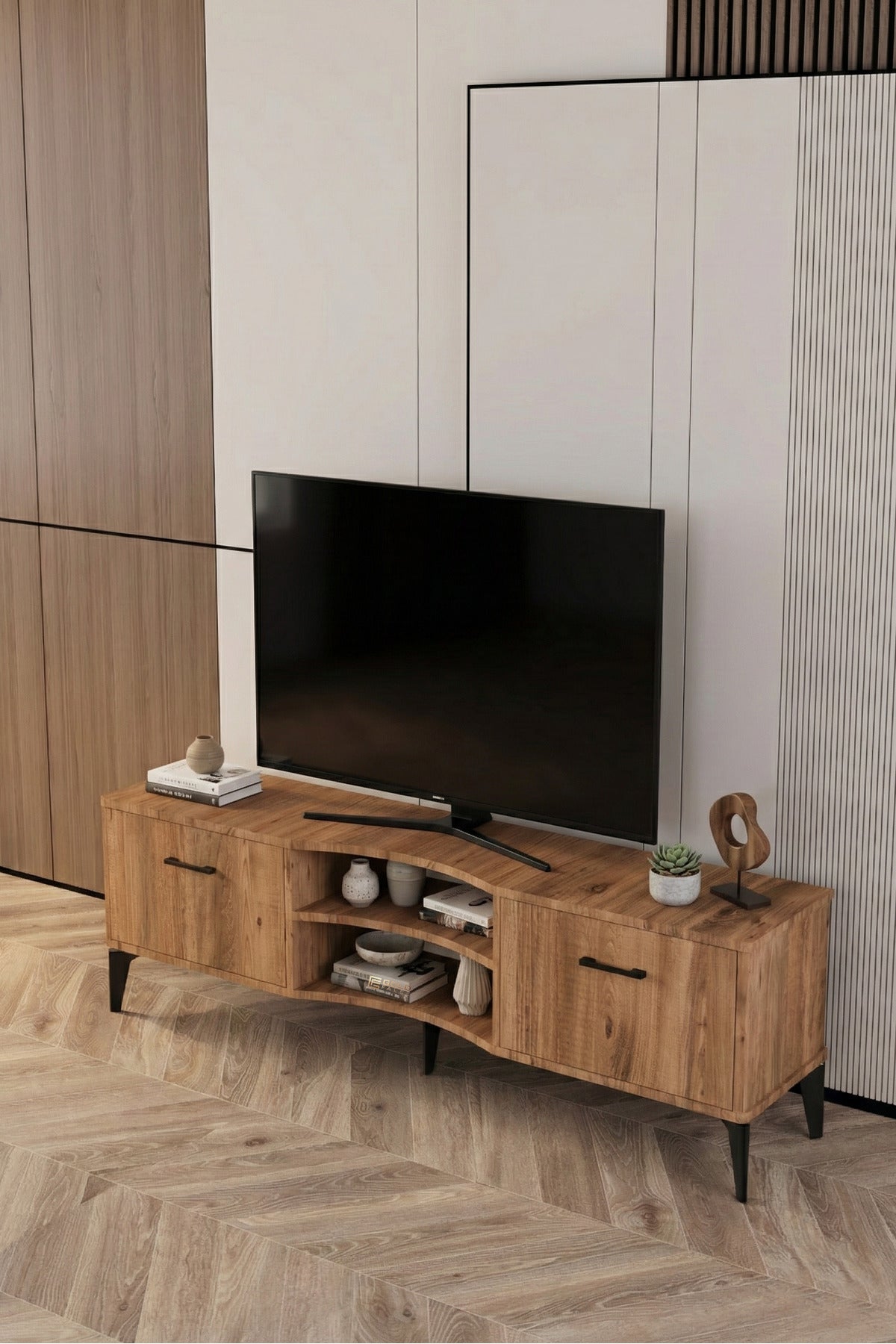 TV Sehpası Tasarım Çok Amaçlı Televizyon Ünitesi Raflı Dolaplı Salon Oturma Odası Vera