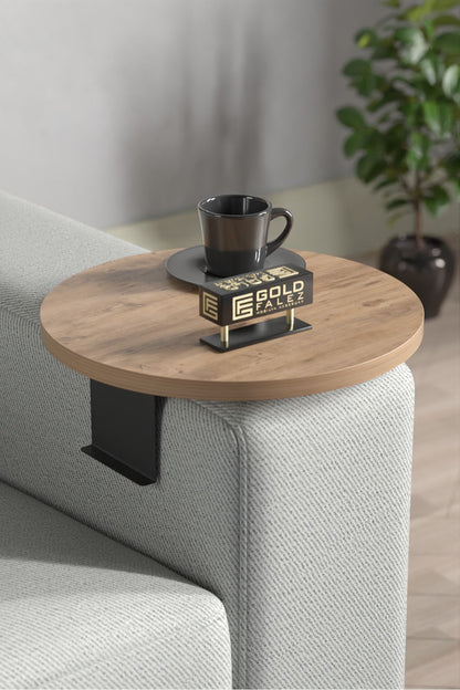 Yan Sehpa Ayarlanabilir Tepsi Dekoratif Modern Tepsi Koltuk Sehpası Ceviz