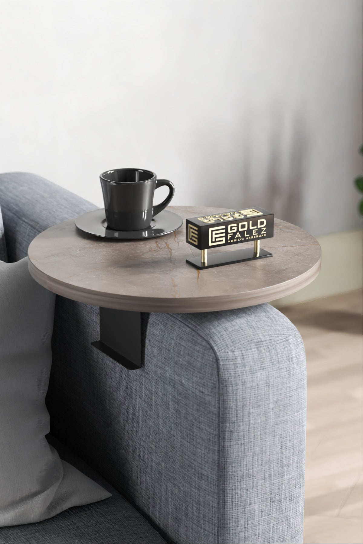 Yan Sehpa Ayarlanabilir Tepsi Dekoratif Modern Tepsi Koltuk Sehpası Ceviz