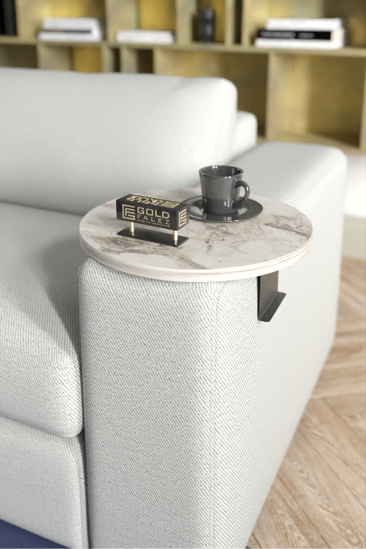 Yan Sehpa Ayarlanabilir Tepsi Dekoratif Modern Tepsi Koltuk Sehpası Ceviz