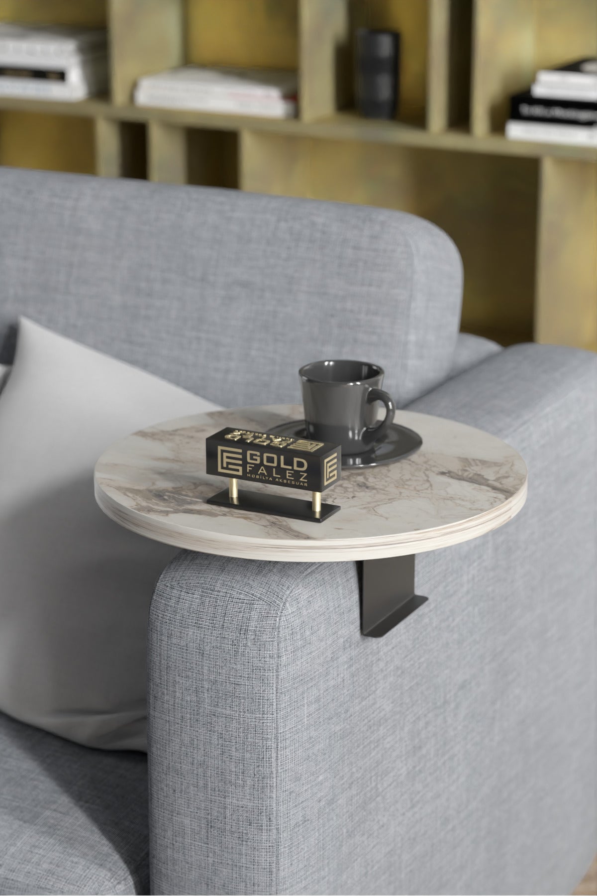 Yan Sehpa Ayarlanabilir Tepsi Dekoratif Modern Tepsi Koltuk Sehpası Ceviz