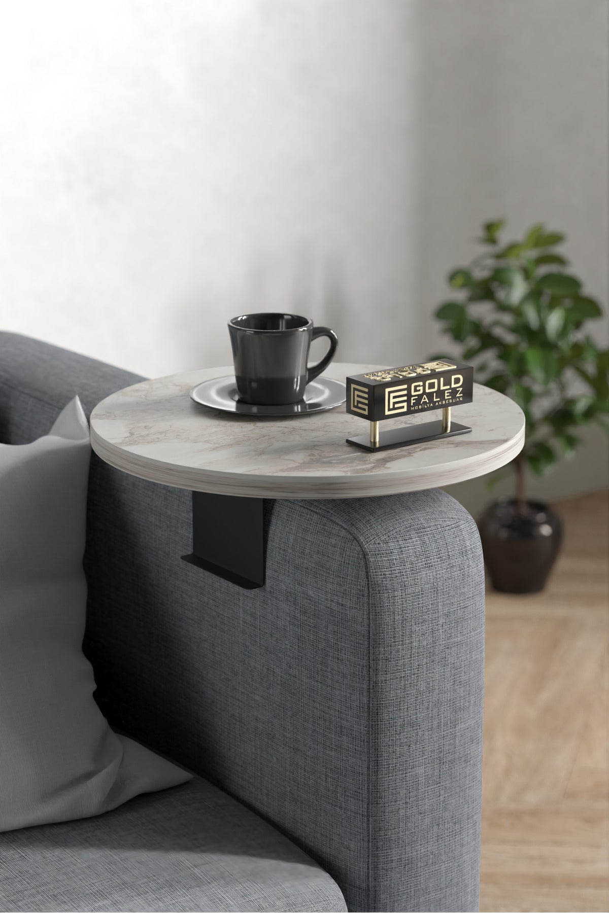 Yan Sehpa Ayarlanabilir Tepsi Dekoratif Modern Tepsi Koltuk Sehpası Ceviz