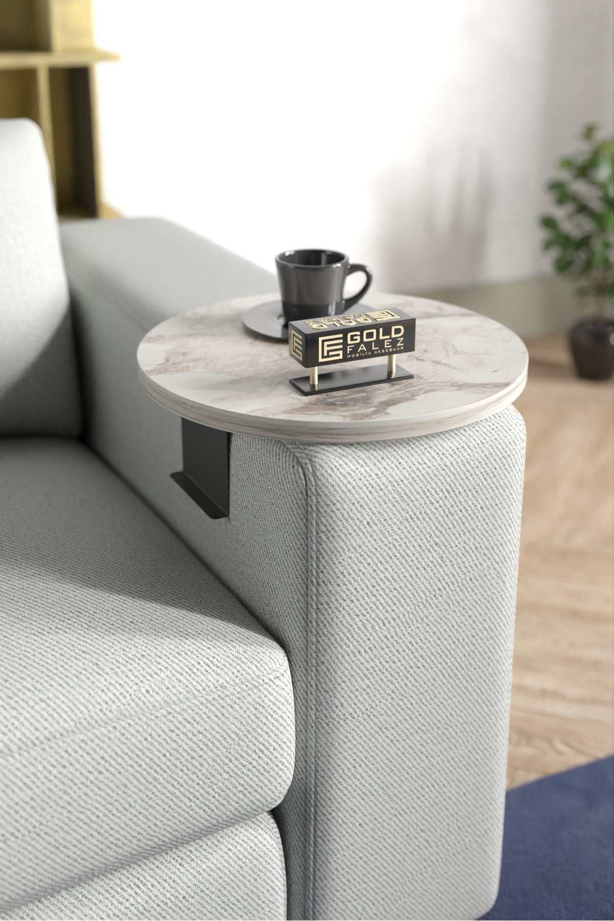 Yan Sehpa Ayarlanabilir Tepsi Dekoratif Modern Tepsi Koltuk Sehpası Ceviz