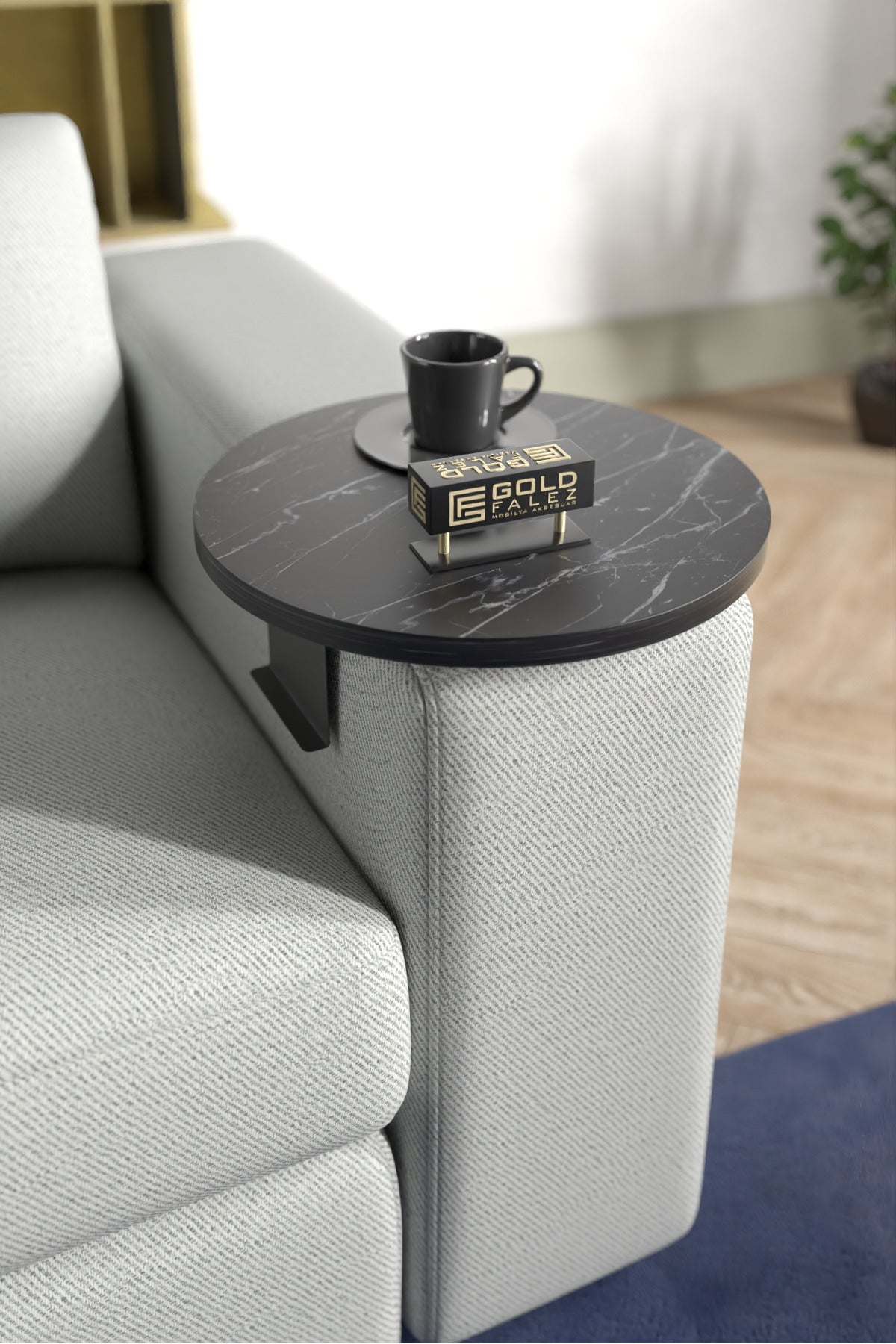 Yan Sehpa Ayarlanabilir Tepsi Dekoratif Modern Tepsi Koltuk Sehpası Ceviz