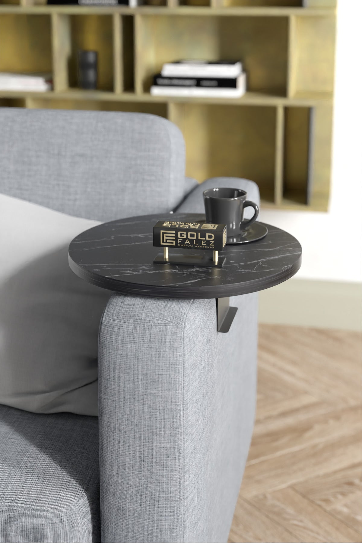 Yan Sehpa Ayarlanabilir Tepsi Dekoratif Modern Tepsi Koltuk Sehpası Ceviz