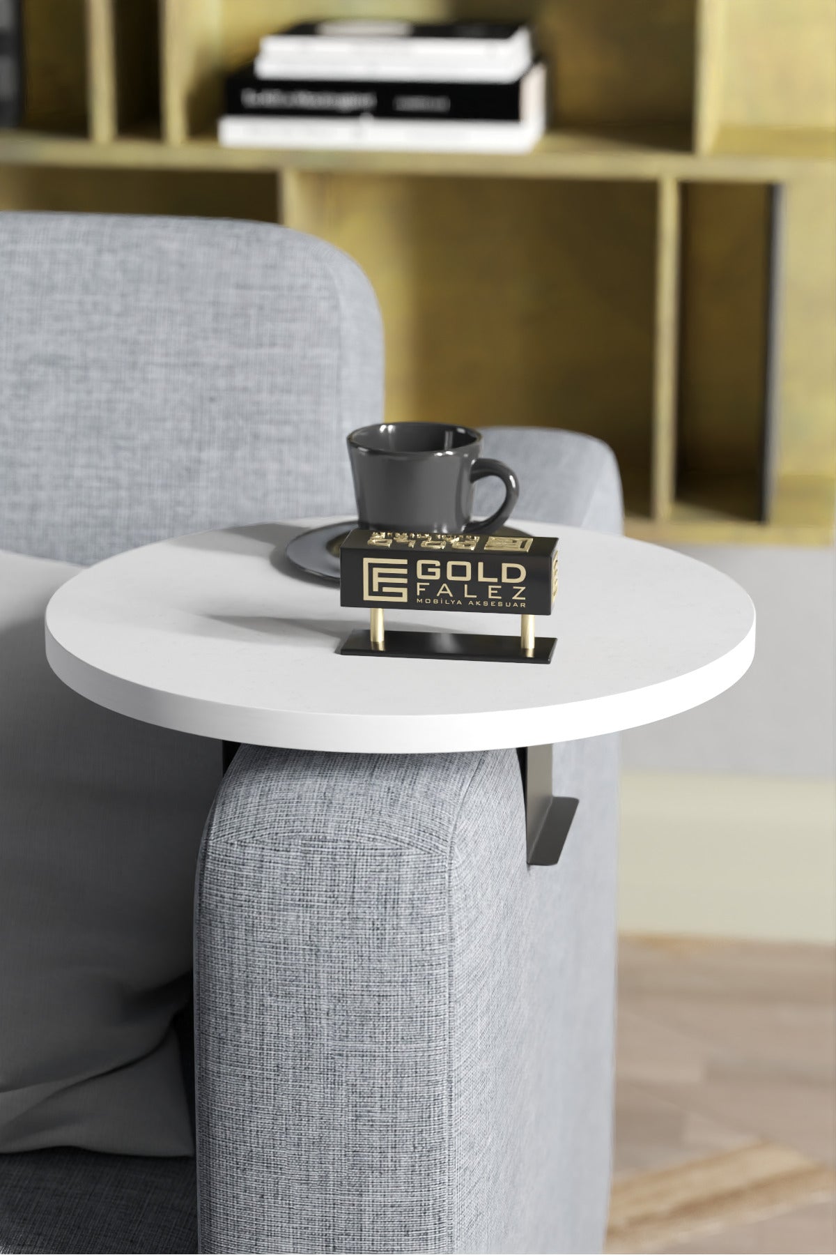 Yan Sehpa Ayarlanabilir Tepsi Dekoratif Modern Tepsi Koltuk Sehpası Ceviz