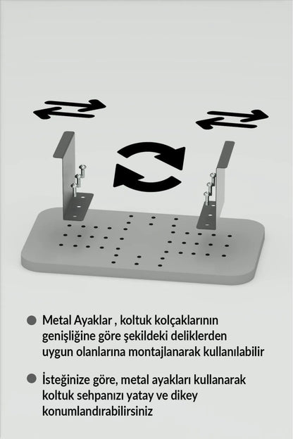 Yan Sehpa Ayarlanabilir Tepsi Dikdörtgen Dekoratif Modern Yatay Dikey Koltuk Sehpası